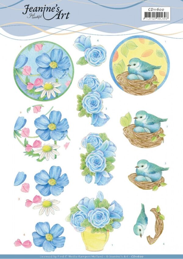 knipvel-3D-Jeanine’s Art -Blue Flower-CD11600
