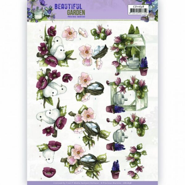 knipvel-3D- Precious Marieke -Pigeon Beautiful Garden-CD11638 - HJ19401