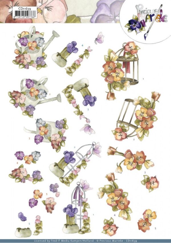 knipvel-3D- Precious Marieke - Sweet flowers -CD11639