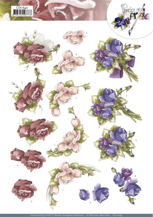 knipvel-3D- Precious Marieke - Garden Flowers -CD11640