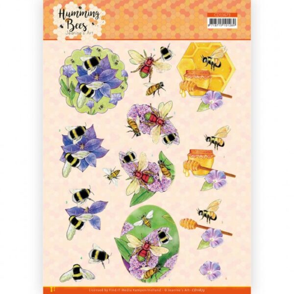 knipvel-3D-Jeanine’s Art -Humming Bees - Honey-CD11673