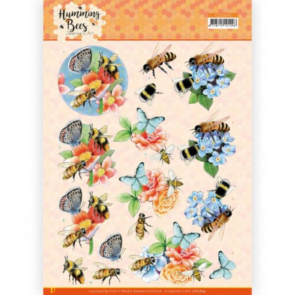 knipvel-3D-Jeanine’s Art -Humming Bees -Bees and Bumblebee-CD11674