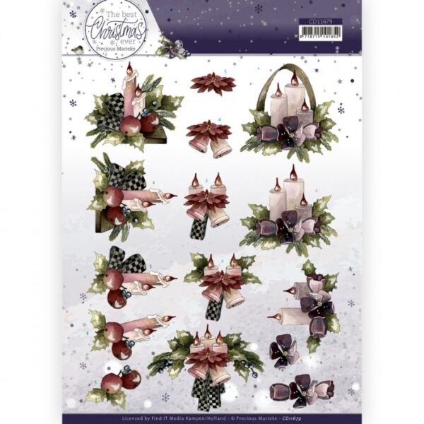 knipvel-3D- Precious Marieke - The Best Christmas Ever - Red Apples and Candles -CD11679