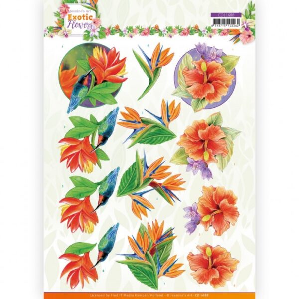 knipvel-3D-Jeanine’s Art - Exotic Flowers - Blue Flowers-CD11688