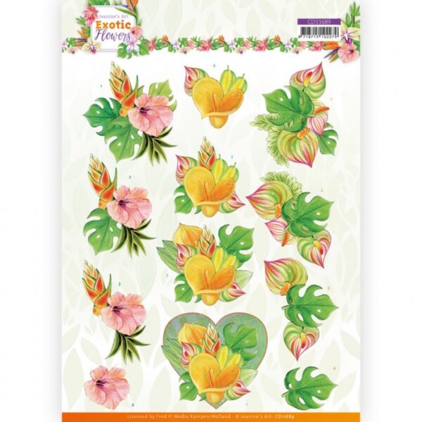 knipvel-3D-Jeanine’s Art - Exotic Flowers - Orange Flowers-CD11689