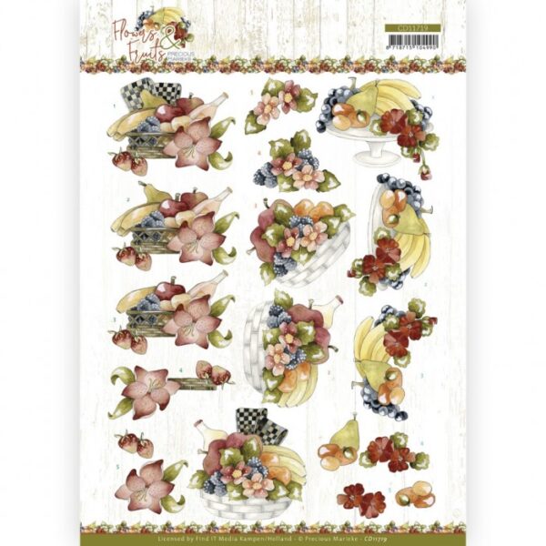 knipvel-3D- Precious Marieke - Flowers and Fruits - Flowers and Bananas - CD11719
