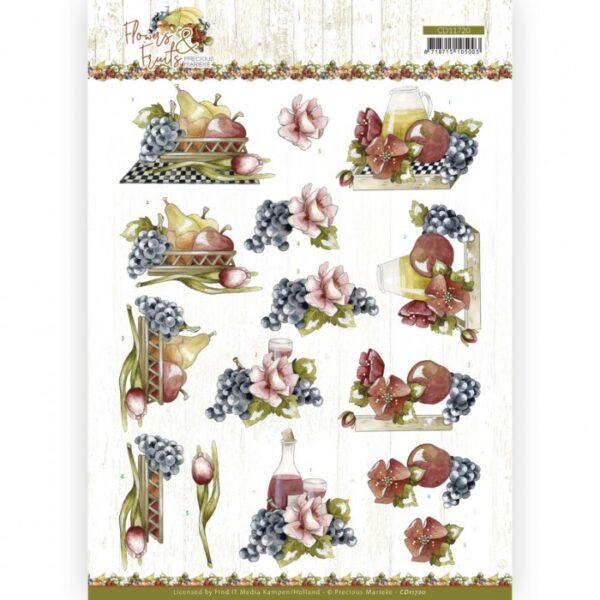 knipvel-3D- Precious Marieke - Flowers and Fruits - Flowers and Grapes - CD11720