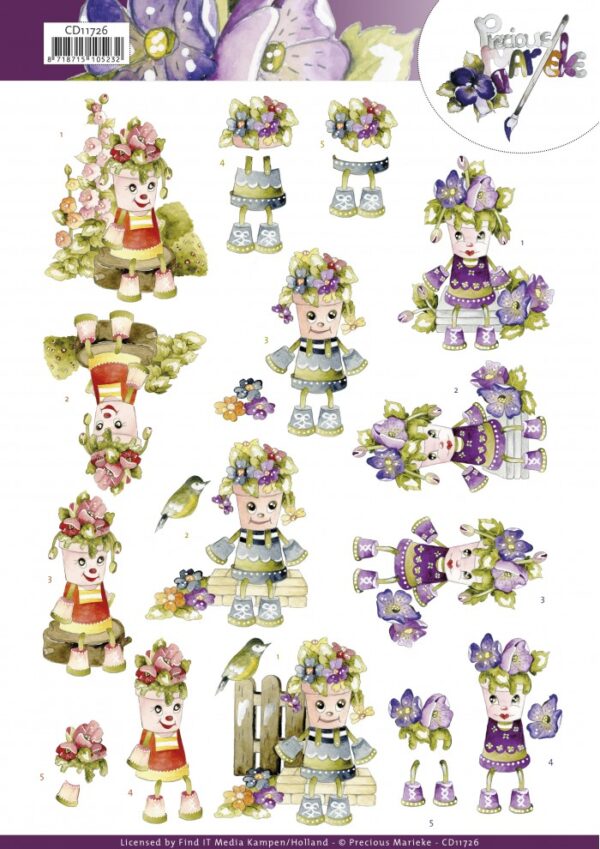 knipvel-3D- Precious Marieke - Flowerpot Friends -CD11726