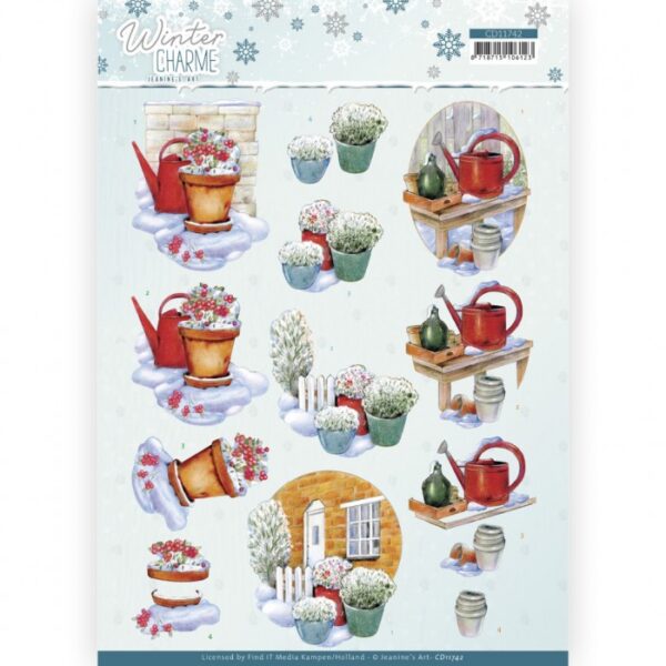 knipvel-3D-Jeanine’s Art -Winter Charme - Watering Can-CD11742