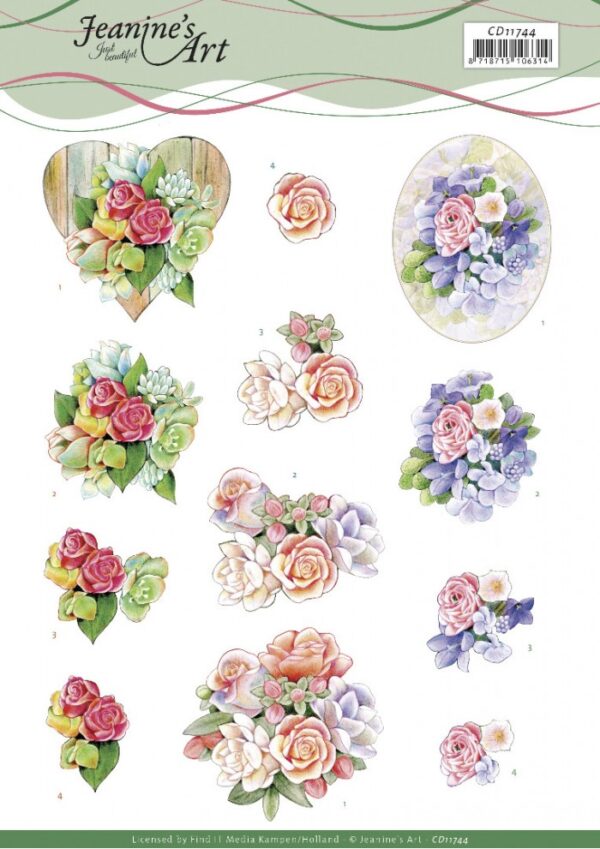 knipvel-3D-Jeanine’s Art - Roses-CD11744