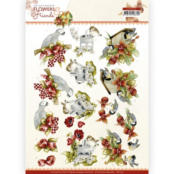 knipvel-3D- Precious Marieke - Flowers and Friends - Red Flowers - CD11771