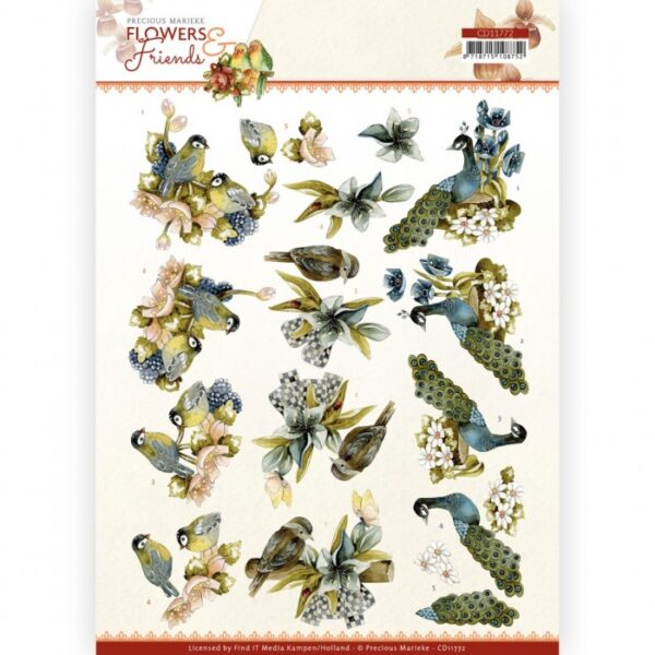 knipvel-3D- Precious Marieke - Flowers and Friends - Blue Flowers - CD11770