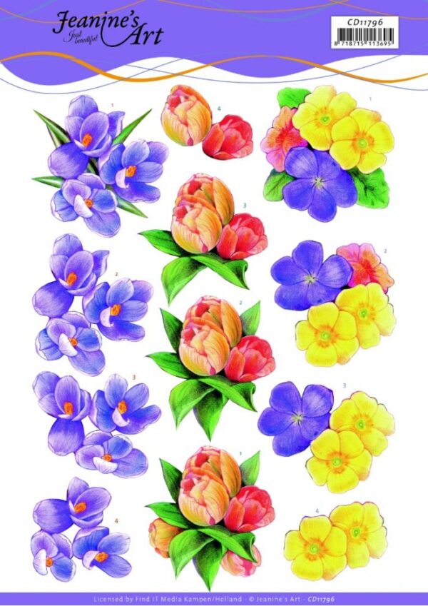 knipvel-3D-Jeanine’s Art - Spring Flowers-CD11796