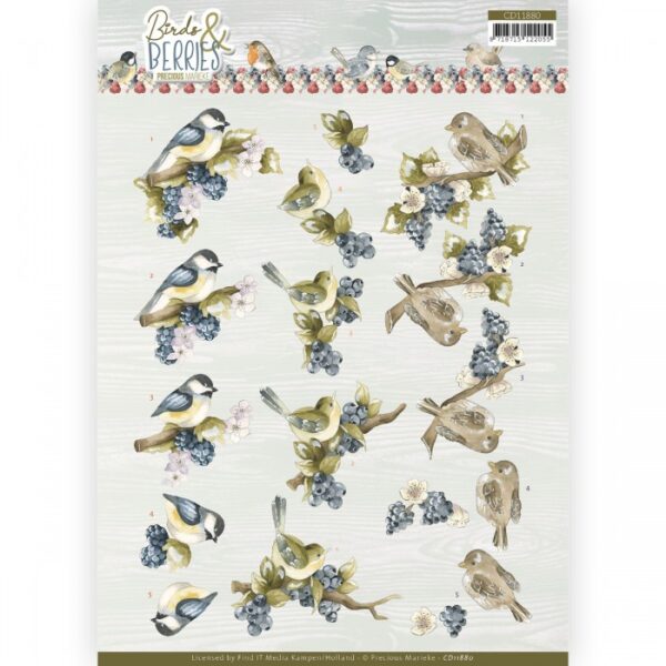 knipvel-3D- Precious Marieke - Birds and Berries - Blackberries -CD11880