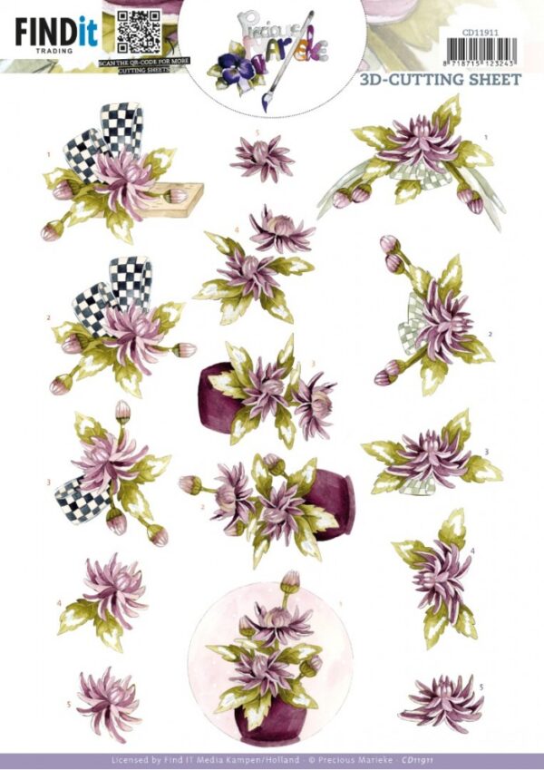 knipvel-3D- Precious Marieke - Chrysant -CD11911