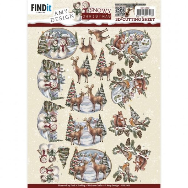 knipvel-3D-Amy Design -Snowy Christmas - Snowy Snowman-CD11962