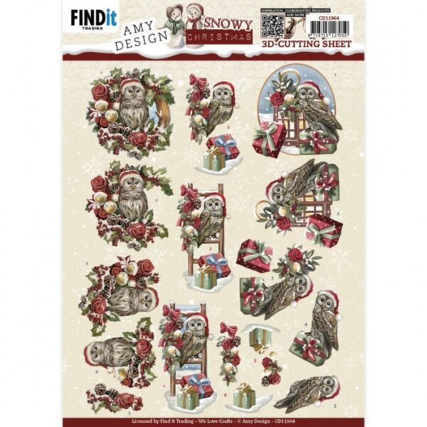 knipvel-3D-Amy Design -Snowy Christmas - Snowy Owl-CD11964
