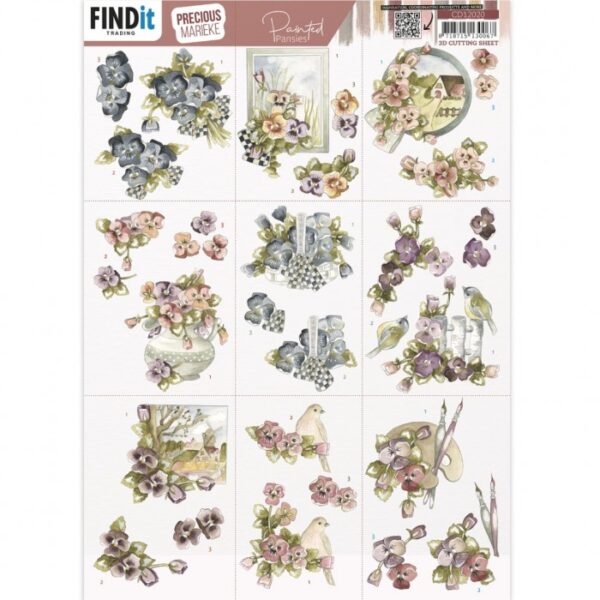 knipvel-3D- Precious Marieke - Painted Pansies Mini -CD12000
