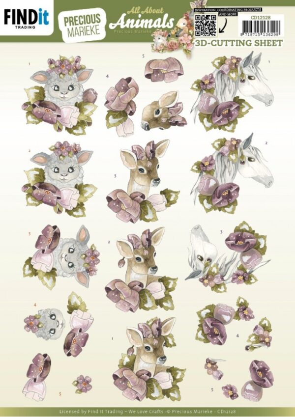 knipvel-3D- Precious Marieke - All About Animals - All About Purple - CD12128