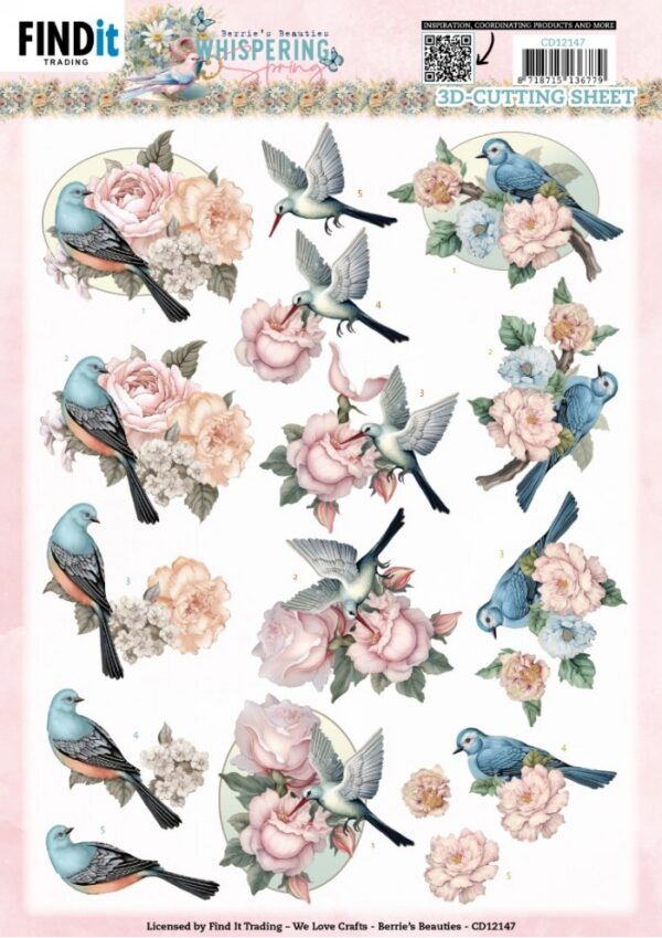 knipvel-3D- Berries Beauties - Whispering_Spring_Birds - CD12147