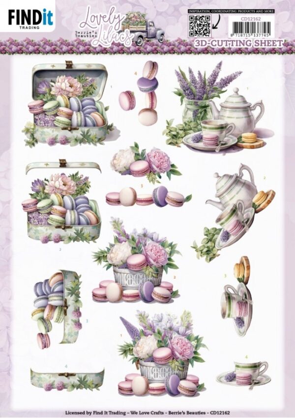 knipvel-3D- Berries Beauties - Lovely Lilacs - Lovely Macarons - CD12162