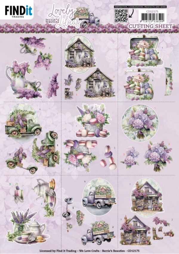 knipvel-3D- Berries Beauties - Lovely Lilacs - Mini - Mini - CD12175
