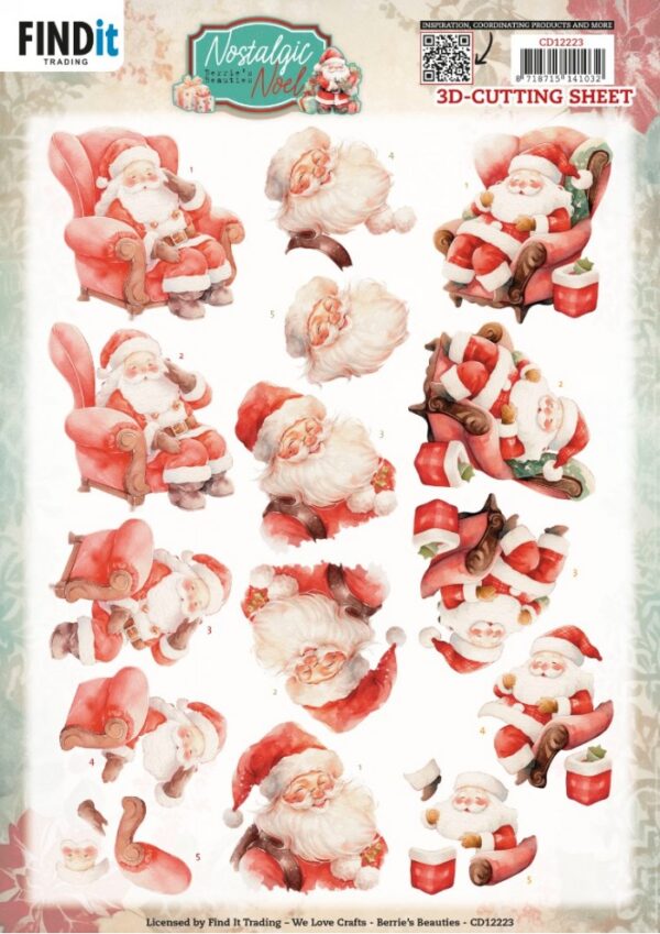 knipvel-3D- Berries Beauties - Nostalgic Noel - Nostalgic Santa - CD12223