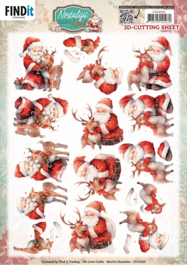 knipvel-3D- Berries Beauties - Nostalgic Noel - Nostalgic Deer - CD12225