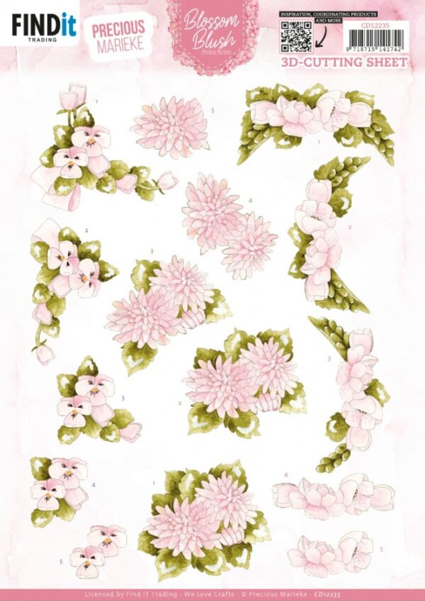 knipvel-3D- Precious Marieke - Blossom Blush - Light Pink - CD12235