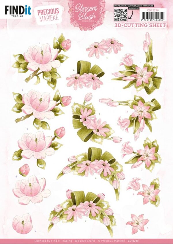 knipvel-3D- Precious Marieke - Blossom Blush - Pink - CD12236