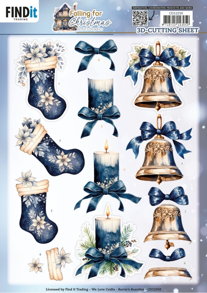 knipvel-3D- Berries Beauties - Falling for Christmas - Candles - CD12250