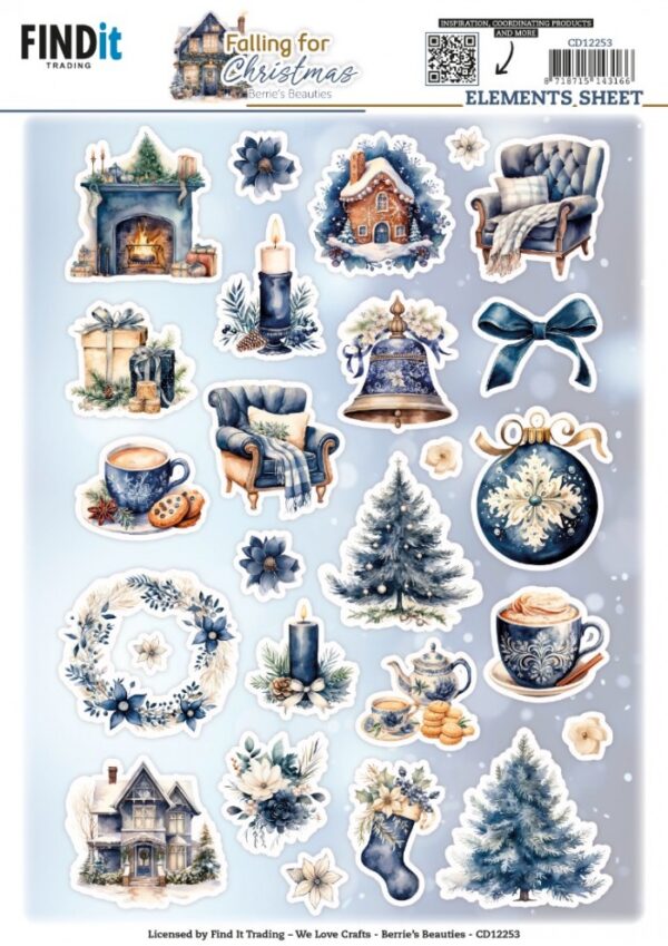 knipvel-3D- Berries Beauties - Falling for Christmas - Small Elements - CD12253