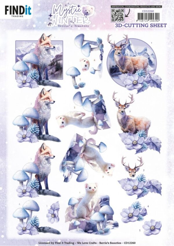 knipvel-3D- Berries Beauties - Mystic Winter - Mystic Hunters - CD12260