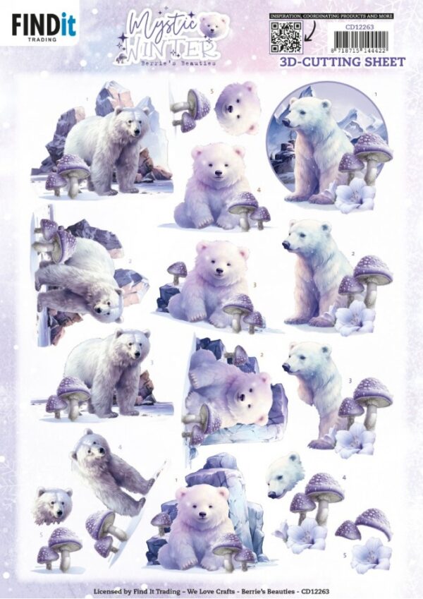 knipvel-3D- Berries Beauties - Mystic Winter - Mystic Polar Bears - CD12263