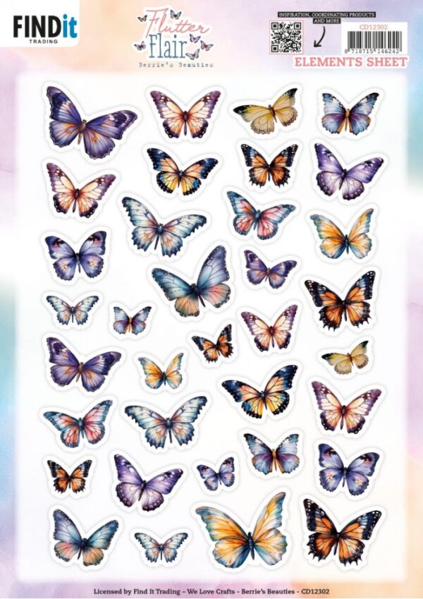 knipvel-3D- Berries Beauties - Flutter Flair - Small Elements - CD12302