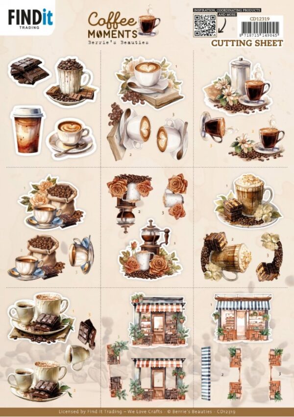 knipvel-3D- Berries Beauties - Coffee Moments - Mini - CD12319