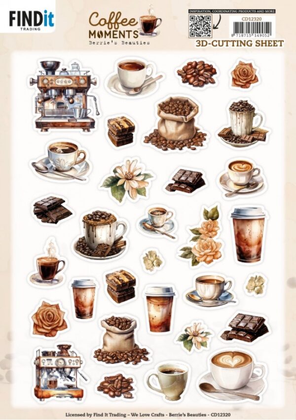 knipvel-3D- Berries Beauties - Coffee Moments - Small Elements - CD12320