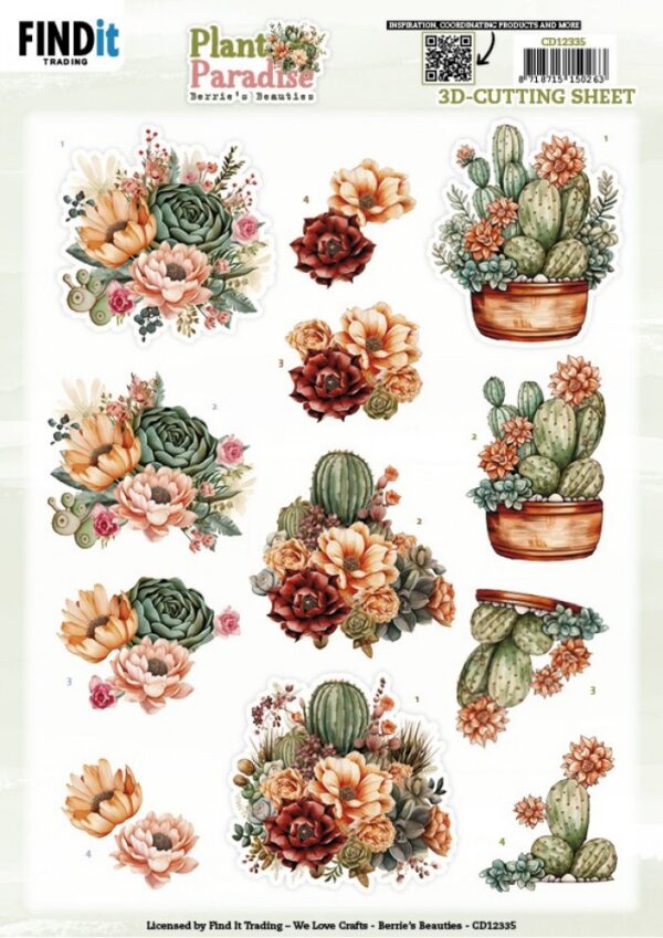 knipvel-3D- Berries Beauties - Plant Paradise - Cactus Harmony - CD12335