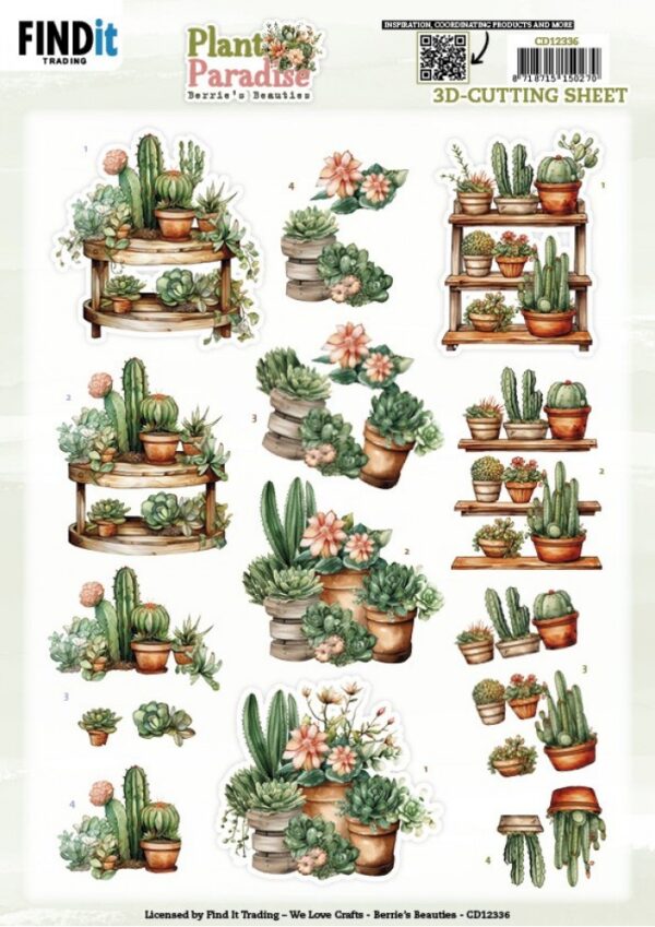 knipvel-3D- Berries Beauties - Plant Paradise - Greenhouse Shelves - CD12336