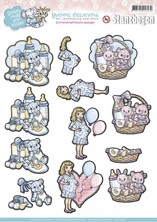 Push-out sheet-3D - Precious Marieke - Smiles, Hugs and Kisses - SB10031