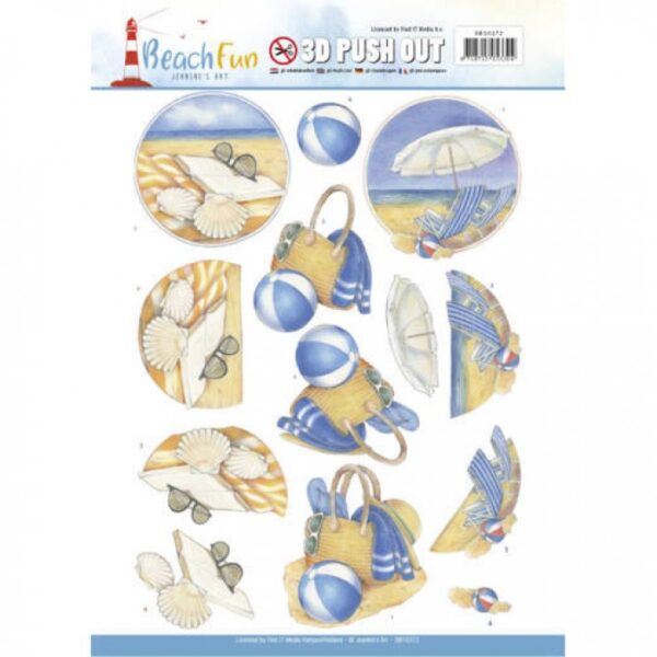 Push-out sheet - 3D - Jeanine’s Art - Beach Fun - SB10272
