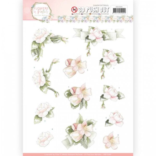 Push-out sheet-3D - Precious Marieke - Flowers in Pastels - SB10285