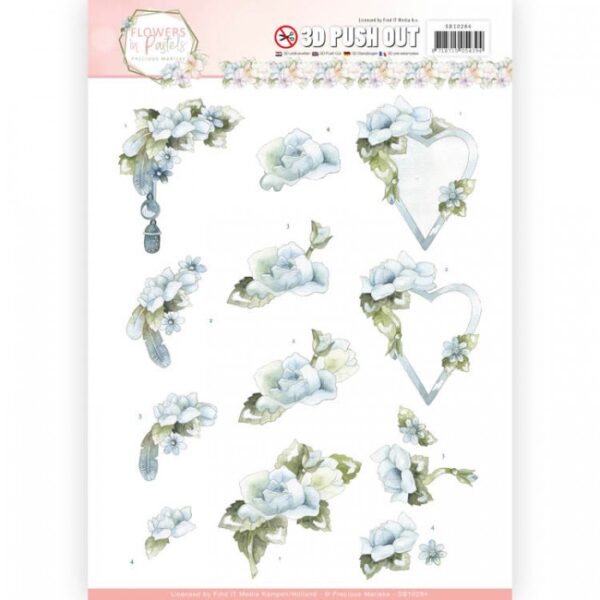 Push-out sheet-3D - Precious Marieke - Flowers in Pastels - SB10284