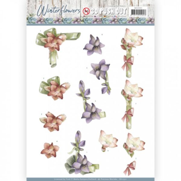 Push-out sheet-3D - Precious Marieke - Winter Flowers - SB10301