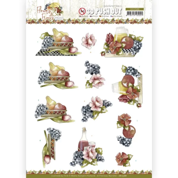 Push-out sheet-3D - Precious Marieke - Flowers & Fruits - SB10588