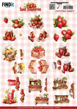 knipvel-3D- Berries Beauties - Sweet Strawberries - Mini - CD12344