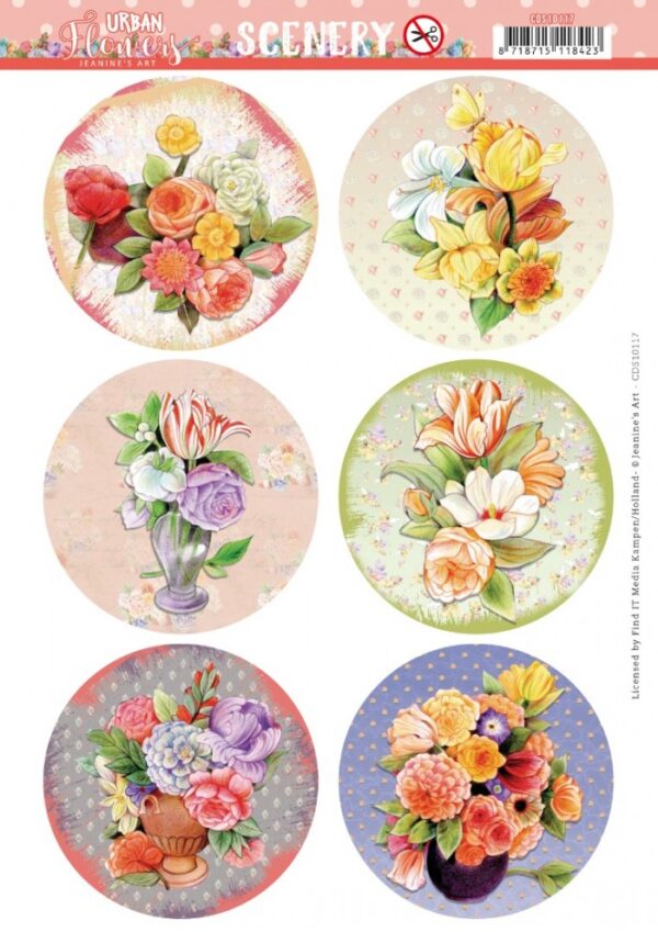 Push-out sheet - 3D - Jeanine’s Art - Urban Flowers - CDS10117