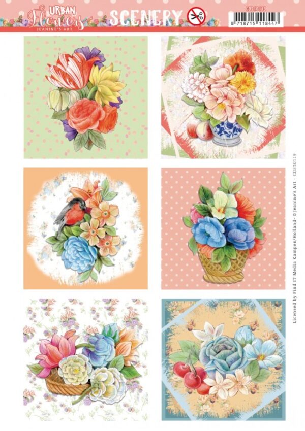 Push-out sheet - 3D - Jeanine’s Art - Urban Flowers - CDS10119