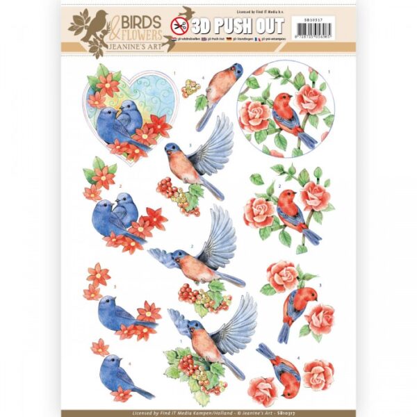 Push-out sheet - 3D - Jeanine’s Art - Birds & Flowers - SB10317