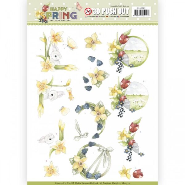 Push-out sheet-3D - Precious Marieke - Happy Spring - SB10329